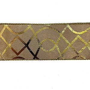 Fita Decorativa Aramada - Losango Ouro - 6,3x914cm   - 1 unidade - Cromus - Rizzo
