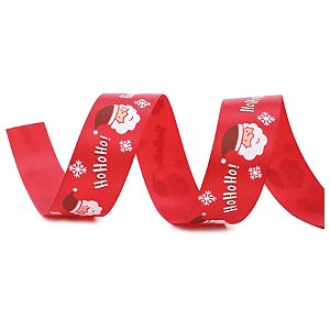 Fita Decorativa Aramada - HoHoHo Papai Noel - 2,5x914cm   - 1 unidade - Cromus - Rizzo