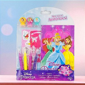 Kit Para Colorir Com Canetinha e Estêncil - Princesas - 10 Itens - 1 unidade - Disney Original - Editora DCL