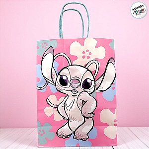 Sacola de Papel - Stitch Sweet - G 32x26,5x13cm - 10 unidades - Disney Original - Cromus