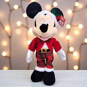Pelúcia Decorativa de Natal - Mickey em Pé - Xadrez - 77cm - 1 unidade - Disney Original - Cromus