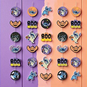 Cortina Decorativa - Stitch Halloween - 36 Peças - 1 unidade - Disney Original - Cromus