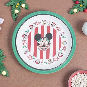 Prato de Bambu de Natal - Mickey Ho Ho Ho - 21cm - 1 unidade - Disney Original - Cromus