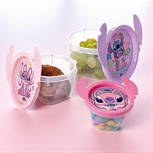 Kit 3 Potes de Plástico - Angel Rosa e Lilás - 1 unidade - Disney Original - Plasútil