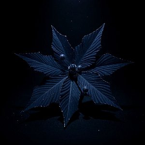 Poinsétia Decorativa - Azul Escuro e Glitter - 31cm - 1 unidade - Cromus - Rizzo