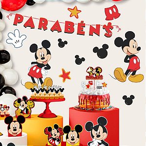 Kit Painel Decorativo - Mickey Mouse - 13 Itens - 1 unidade - Disney Original - Piffer