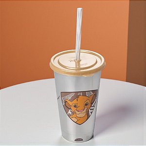 Copo de Plástico com Tampa e Canudo - Rei Leão - Lion Around - 500ml - 1 unidade - Disney Original - Plasútil