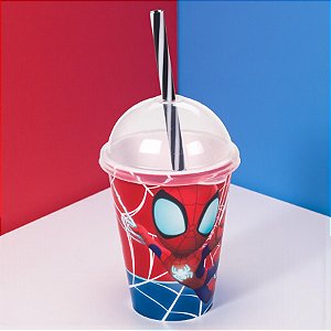 Copo Shake Aranha - Spidey e Seus Amigos - 280ml - 1 unidade - Disney Original - Plasútil
