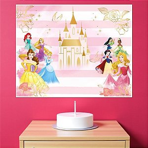 Painel Plástico Decorativo - Festa Princesas - 1 unidade - Disney Original - Regina