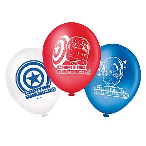 Balão Latex Redondo 9 Polegadas Capitão America - 25 Unidades - Regina Festas - Rizzo