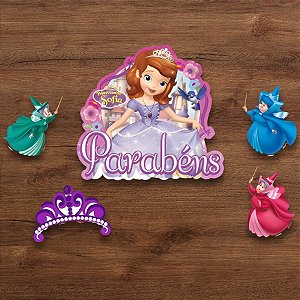 Decoração De Bolo Festa Sofia The First - 13x22,5cm - 5 unidades - Regina - Disney Original