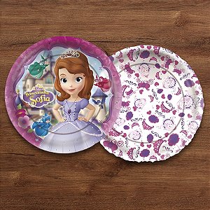 Prato de Papel Redondo - Sofia The First - 18x18cm - 12 unidades - Regina - Disney Original