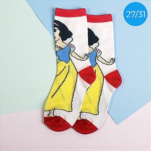 Meia Infantil Cano Médio - Branca de Neve - Vermelho - 27/31 - 1 unidade - Disney Original - Jolitex