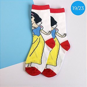 Meia Infantil Cano Médio - Branca de Neve - Vermelho - 19/23 - 1 unidade - Disney Original - Jolitex