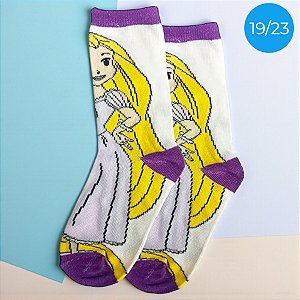 Meia Infantil Cano Médio - Rapunzel - Roxo - 19/23 - 1 unidade - Disney Original - Jolitex