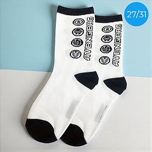 Meia Infantil Cano Médio - Vingadores - Branca - 27/31 - 1 unidade - Disney Original - Jolitex
