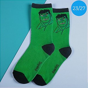 Meia Infantil Cano Médio - Hulk - Vingadores - 23/27 - 1 unidade - Disney Original - Jolitex