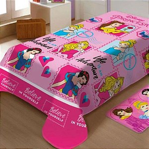 Manta Microfibra Fun - Princesas - 1,5x2,0m - 1 unidade - Disney Original - Jolitex