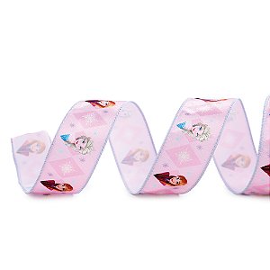 Fita Decorativa Aramada de Natal - Elsa e Anna - 3,8cm x 9,14m - 1 unidade - Cromus - Rizzo