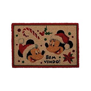 Capacho de Fibra - Mickey e Minnie Candycane - 60x40cm - 1 unidade - Cromus - Rizzo