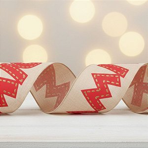 Fita Decorativa Aramada - Mickey Mouse - Vermelho e Bege - 10x457cm - 1 unidade - Disney Original - Cromus