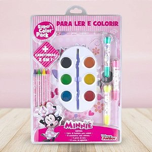 Kit Para Ler e Colorir Aquarela - Minnie Mouse - 14 Itens - 1 unidade - Disney Original - Editora DCL