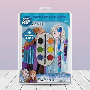 Kit Para Ler e Colorir Aquarela - Frozen - 14 Itens - 1 unidade - Disney Original - Editora DCL