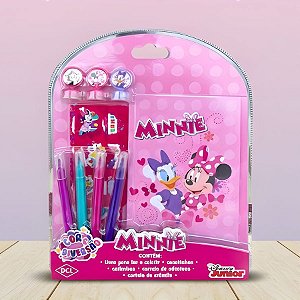 Kit Para Colorir Com Canetinha e Estêncil - Minnie Mouse - 10 Itens - 1 unidade - Disney Original - Editora DCL