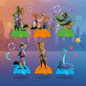 Decoração de Mesa - Zootopia 2 - 21cm - 6 unidades - Disney Original - Regina