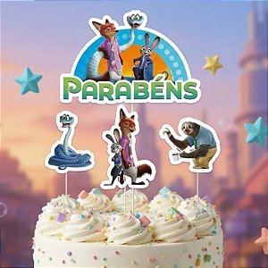 Kit Topo de Bolo - Zootopia 2 - 22x14cm - 1 unidade - Disney Original - Regina