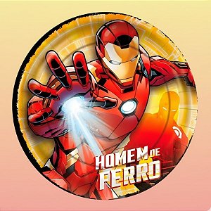 Prato de Papel Redondo - Homem de Ferro - 18x18cm - 8 unidades - Regina - Rizzo