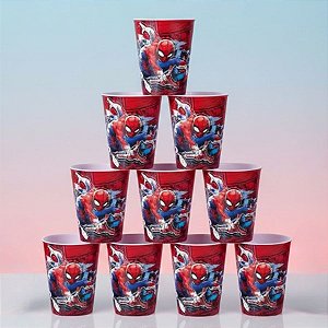 Kit 10 Copos para Lembrancinha - Homem Aranha Lançando Teia - 320ml - 1 unidade - Disney Original - Rizzo