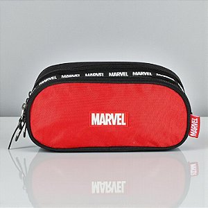 Estojo Triplo com Zíper - Marvel - Vermelho - Disney Original - 1 unidade - Luxcel