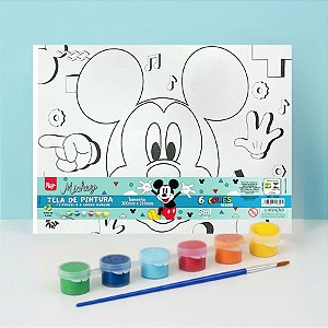 Conjunto Tela de Pintura com Guache e Pincel - Mickey Mouse - 30x20cm - Disney Original - 1 unidade - DAC