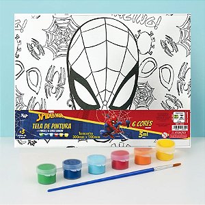 Conjunto Tela de Pintura com Guache e Pincel - Homem Aranha - 30x20cm - Disney Original - 1 unidade - DAC