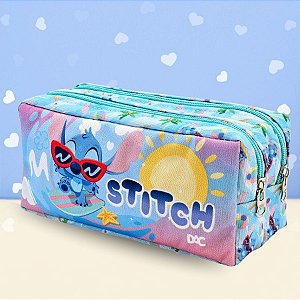 Estojo Duplo com Zíper - Stitch Aloha - 19x8cm - Disney Original - 1 unidade - DAC