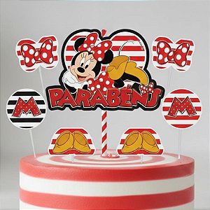 Topo de Bolo - Minnie Mouse Red - Disney Original - 7 unidades - Piffer