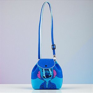 Bolsa Transversal - Stitch - Azul Escuro - 17x14cm - Disney Original - 1 unidade - Taimes