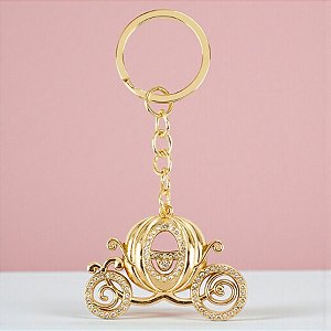Chaveiro Metal - Carruagem de Abóbora Cinderela - 5cm - Disney Original - 1 unidade - Taimes