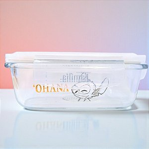 Pote de Vidro Hermético Retângular - Stitch - 370ml - Disney Original - 1 unidade - Tuut