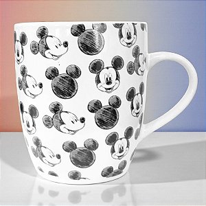 Caneca de Cerâmica - Mickey Mouse - Preto e Branco- 330ml - Disney Original - 1 unidade - Tuut