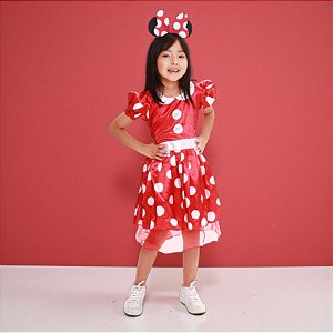 Fantasia Infantil Minnie Mouse - Vestido e Tiara - P - Disney Original - 1 unidade - Novabrink