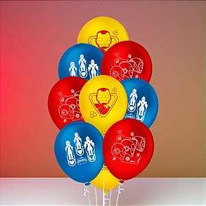 Balão de Festa Decorado 9" 23cm - Homem de Ferro e Seus Amigos - Disney Original - 25 unidades - Regina