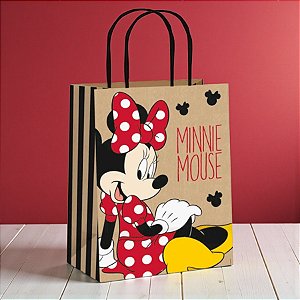 Sacola de Papel - Minnie Kraft Colors - M 26x19,5x9,5cm - Disney Original - 10 unidades - Cromus