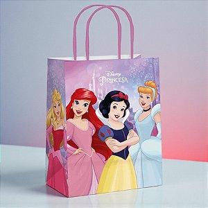 Sacola de Papel - Princesas  - G 32x26,5x13cm - Disney Original - 10 unidades - Cromus