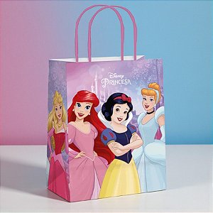 Sacola de Papel - Princesas  - M 26x19,5x9,5cm - Disney Original - 10 unidades - Cromus