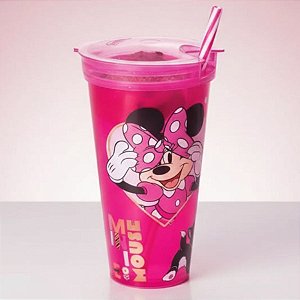 Copo de Plástico 2 em 1 - Minnie Mouse - 540ml - Disney Original - 1 unidade - Plasútil