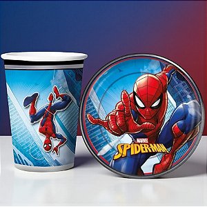 Kit Copo e Prato de Papel - Spider Man - 16 Itens - 1 unidade - Disney Original - Regina - Rizzo