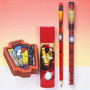 Kit Escolar - Homem de Ferro - Vingadores - 4 Itens - Disney Original - 1 unidade - Molin - Rizzo