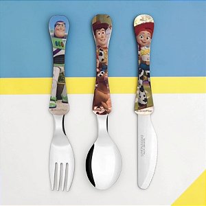 Kit Colher, Faca e Garfo Infantil - Toy Story - 1 unidade - Disney Original - Simonaggio